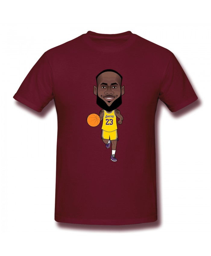 Lakers Game Schedule Men's Basic Short Sleeve T-Shirt LeBron James Burgundy