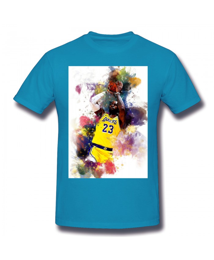 Lakers Portland Men's Basic Short Sleeve T-Shirt Lebron James LA Lakers Nba Player Spider Baby Blue