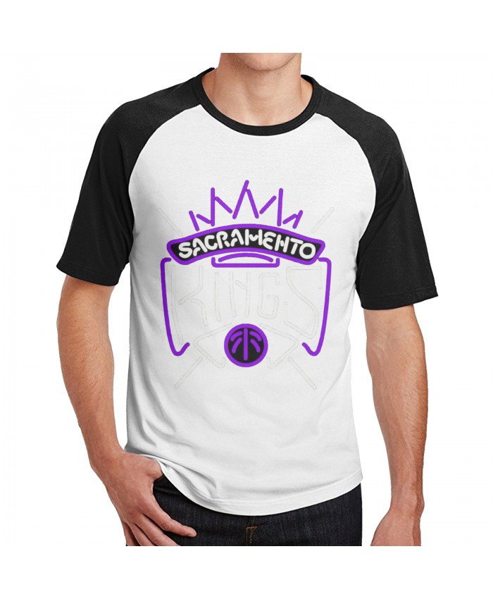 Lakers Sacramento Kings Men's Short Sleeve Baseball T-Shirts Sacramento Kings SAC Black