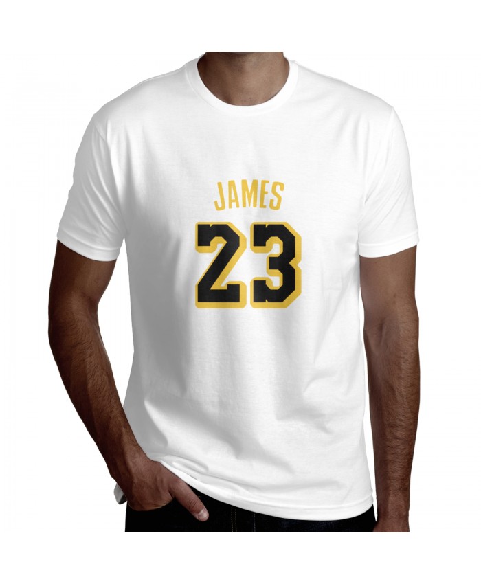 Larry Bird Stats Men's Short Sleeve T-Shirt LeBron James Lakers White