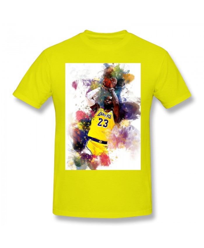 Lebron 16 Low White Men's Basic Short Sleeve T-Shirt Lebron James LA Lakers Nba Player Yellow