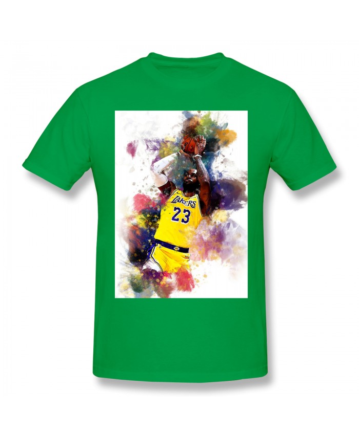 Lebron 2014 Men's Basic Short Sleeve T-Shirt Lebron James LA Lakers Nba Player Green