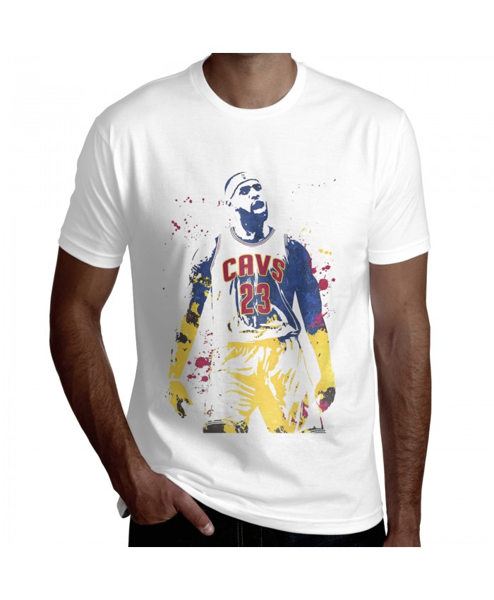 Lebron Painting Men's Short Sleeve T-Shirt LeBron James King James Cleveland Cavaliers White
