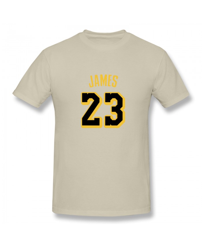 Lebron Retro Men's Basic Short Sleeve T-Shirt LeBron James Lakers Natural