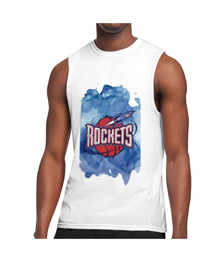 Louisville Basketball Men's Sleeveless T-Shirt Ames Harden & Houston Rockets Logo White