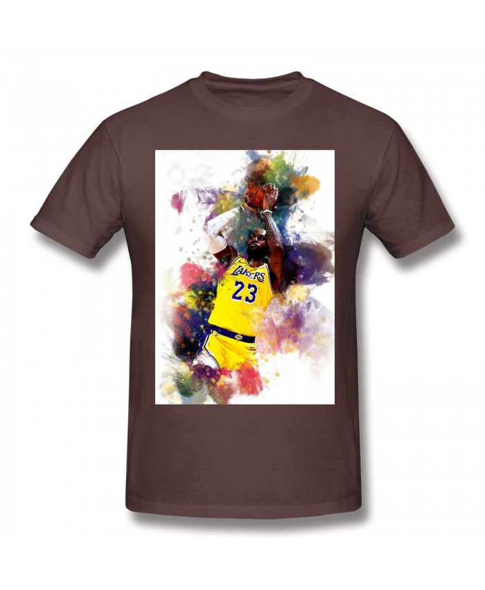 Maximus James Men's Basic Short Sleeve T-Shirt Lebron James LA Lakers Nba Player Coffee