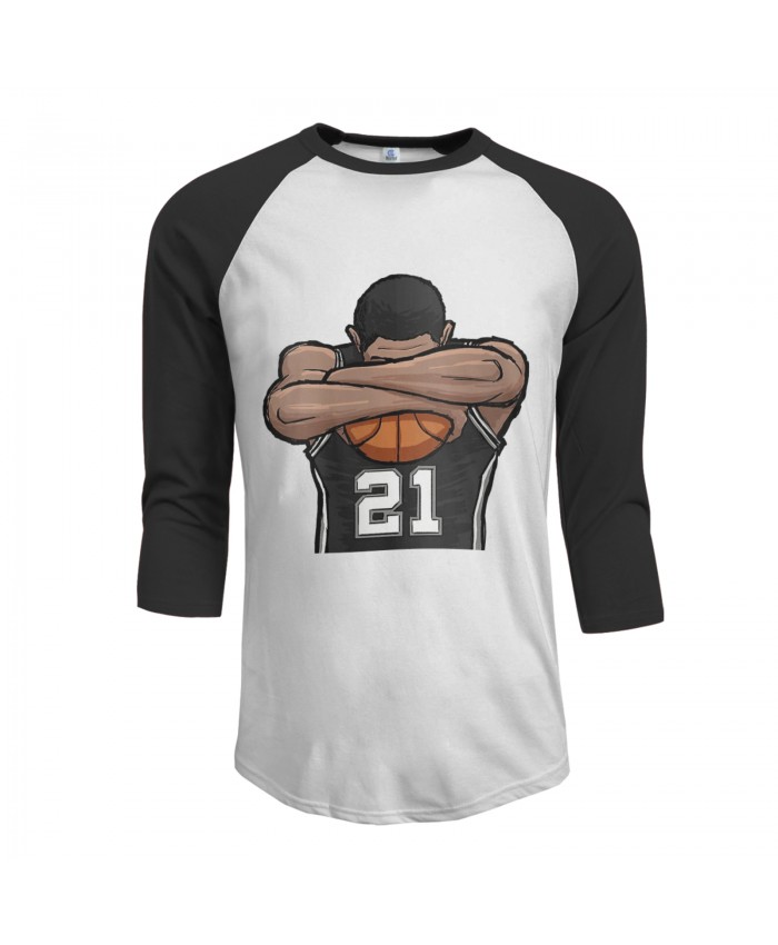 Men'S College Basketball Men's Raglan Sleeves Baseball T-Shirts Tim Duncan Black