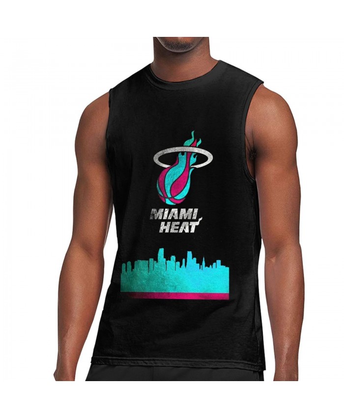 Miami Heat 2008 Men's Sleeveless T-Shirt Miami Heat Vice Skyline - Miami Heat, Miami Heat Basketball, Nba Miami Heat Black