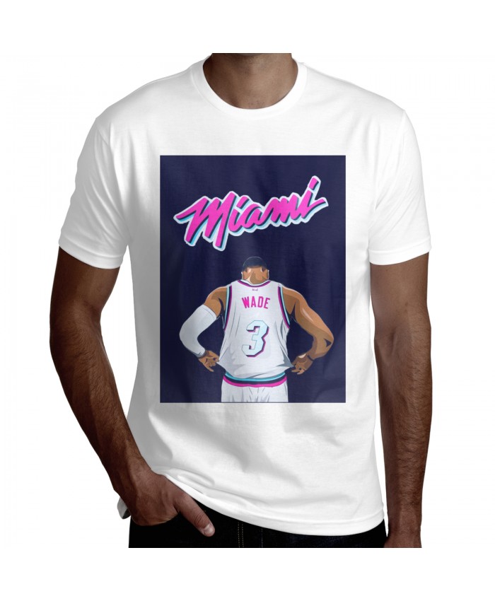 Miami Heat Basketball Team Men's Short Sleeve T-Shirt Dwyane Wade White