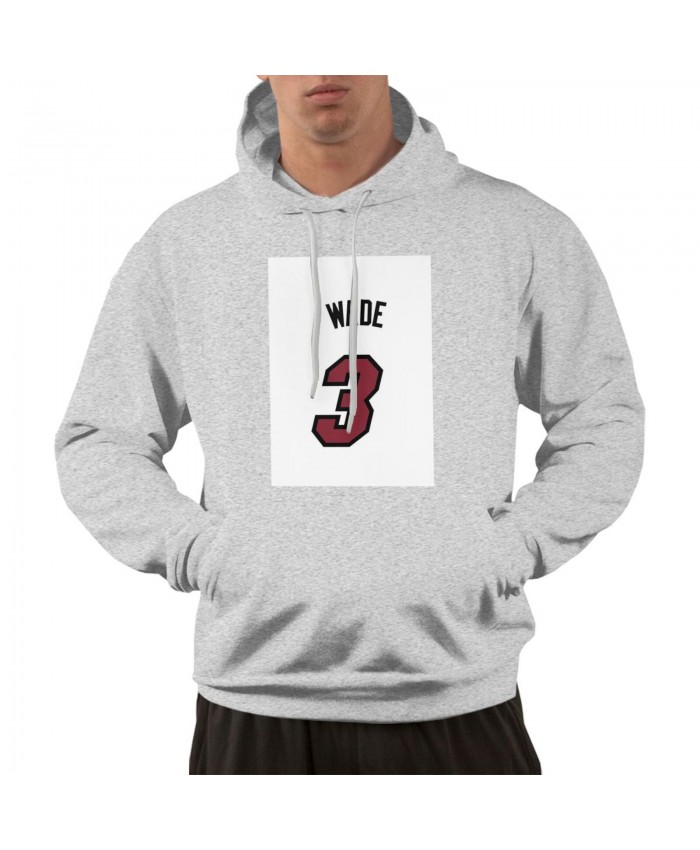 Miami Heat Lebron James Dwyane Wade Chris Bosh Men's hoodie Dwyane Wade Logo Gray