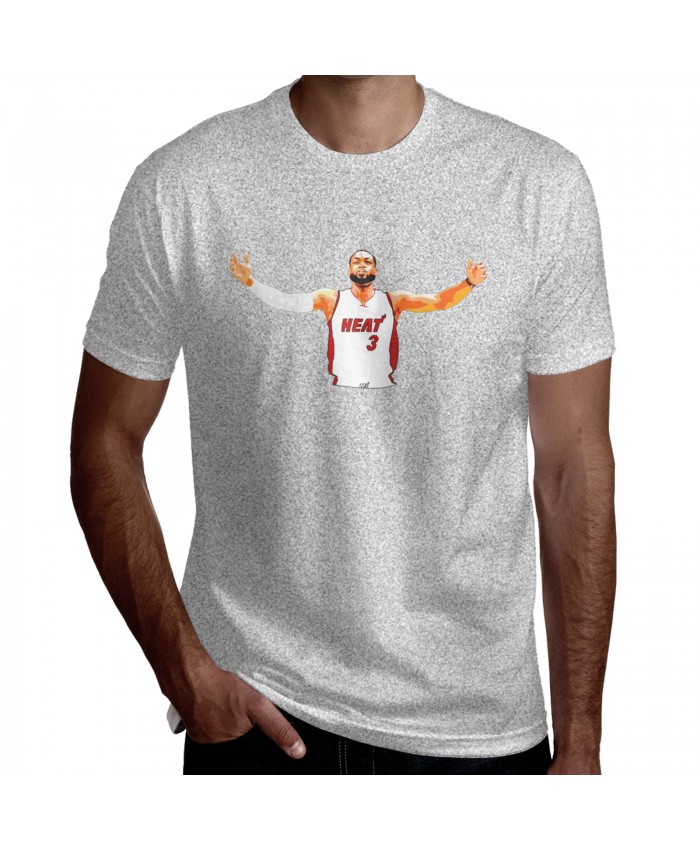 Miami Heat Wade Lebron Bosh Men's Short Sleeve T-Shirt Dwyane Wade Gray