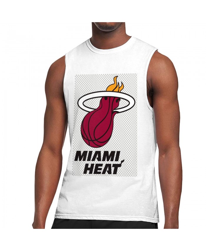 Miami Leonard Men's Sleeveless T-Shirt Miami Heat NBA Logo Basketball White