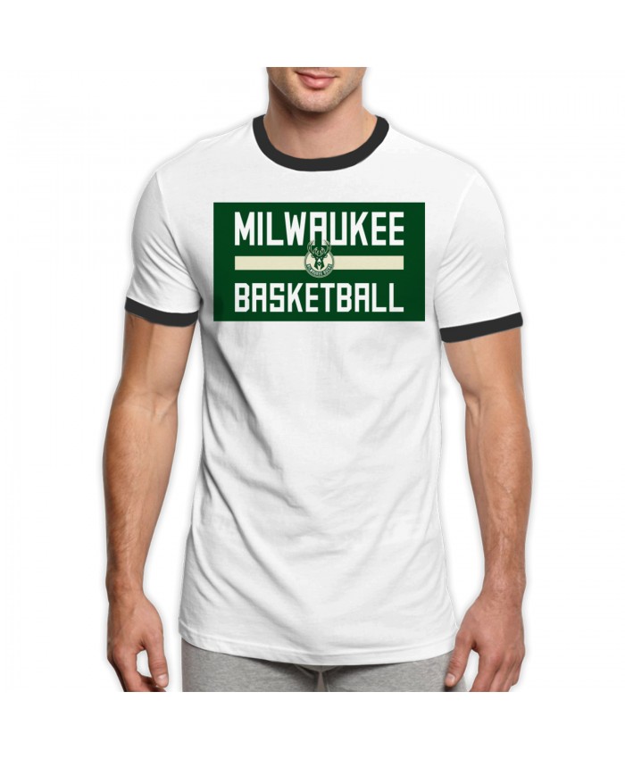 Milvoki Nba Men's Ringer T-Shirt Milwaukee Bucks MIL Black