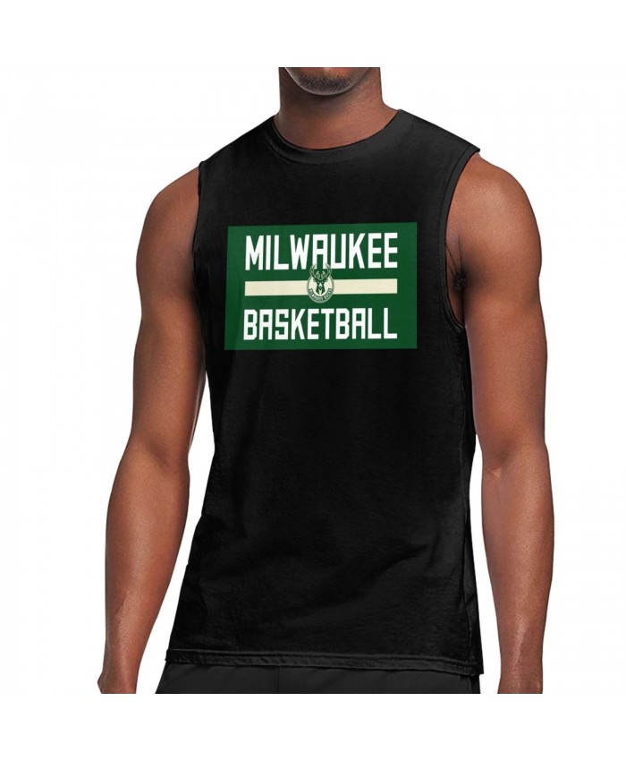 Milwaukee Bucks New Jersey Men's Sleeveless T-Shirt Milwaukee Bucks MIL Black