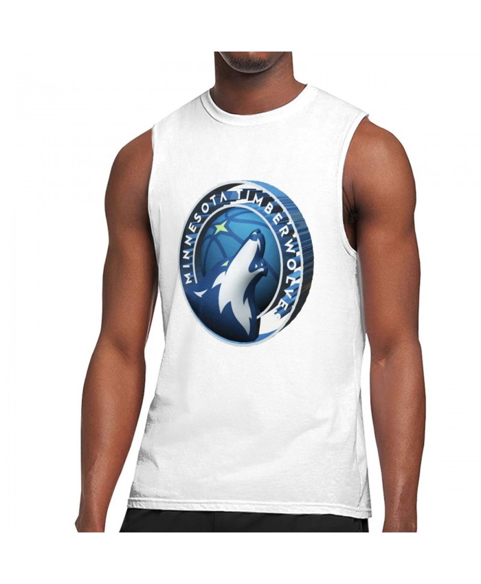 Minnesota Nba Teams Men's Sleeveless T-Shirt Minnesota Timberwolves Logo White