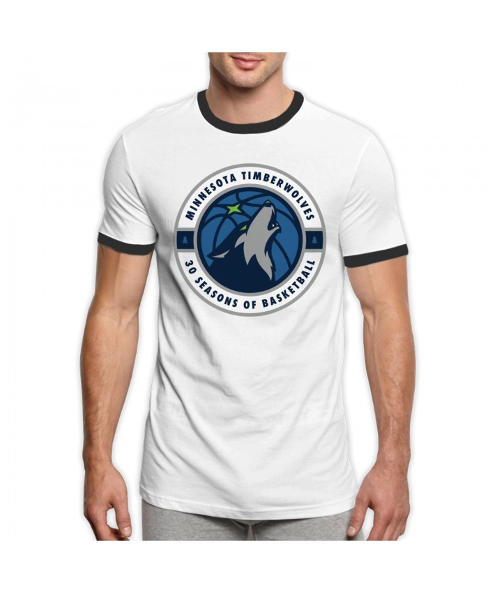 Minnesota Timberwolves 2014 Men's Ringer T-Shirt Minnesota Timberwolves Logo Black