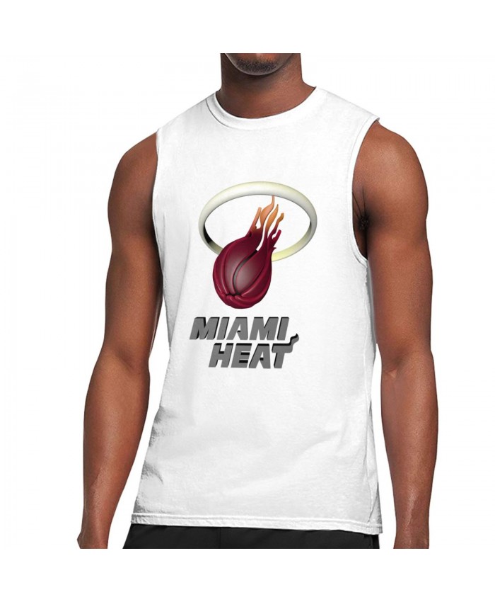Mississippi State Men'S Basketball Men's Sleeveless T-Shirt Miami Heat MIA White