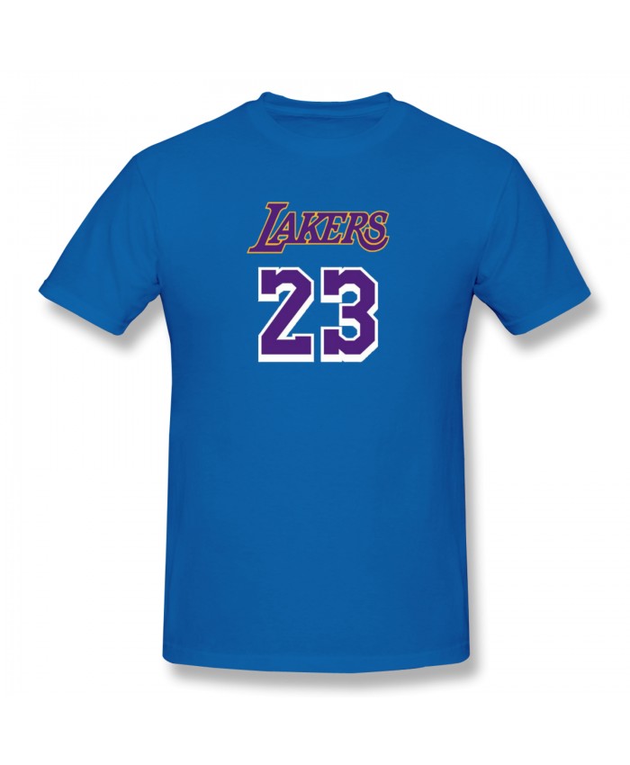 Most Nba Rings Men's Basic Short Sleeve T-Shirt LeBron Lakers 23 Blue