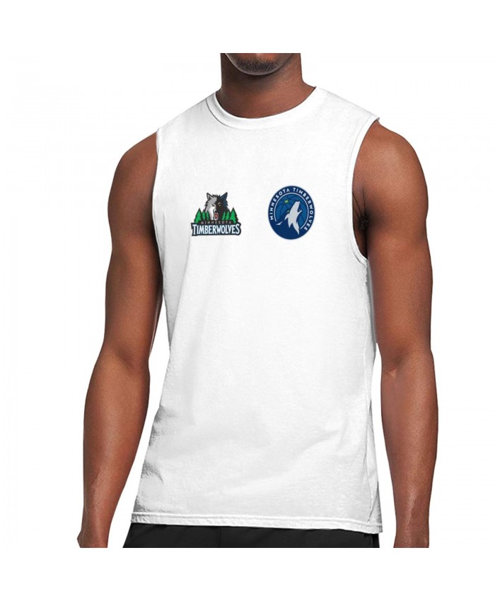 Msu Women'S Basketball Men's Sleeveless T-Shirt Minnesota Timberwolves Logo Before After White