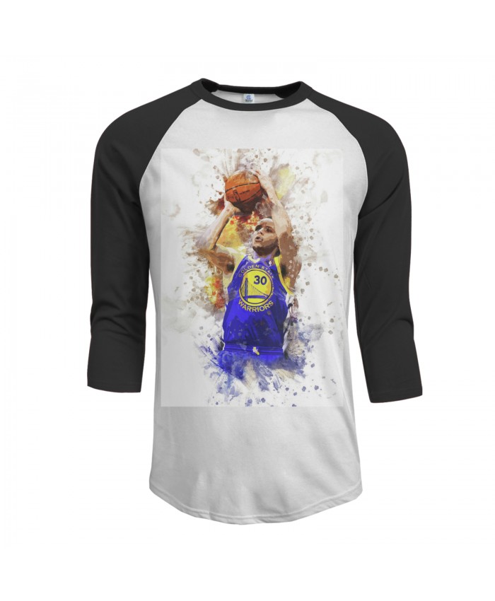 Nazr Mohammed Men's Raglan Sleeves Baseball T-Shirts Stephen Curry, Golden State Warriors Black