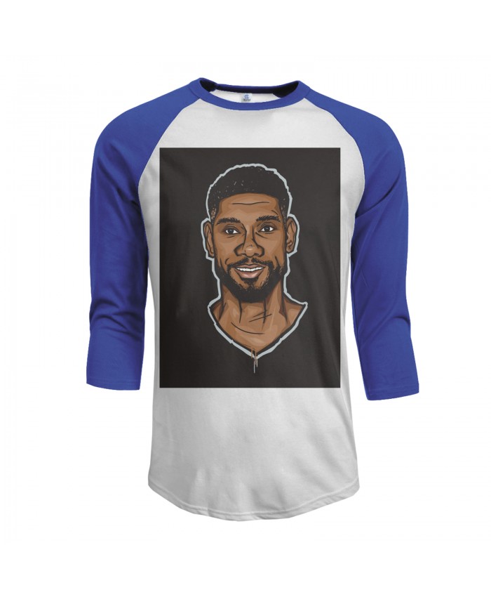 Nba Brooklyn Nets Men's Raglan Sleeves Baseball T-Shirts Tim Duncan Blue