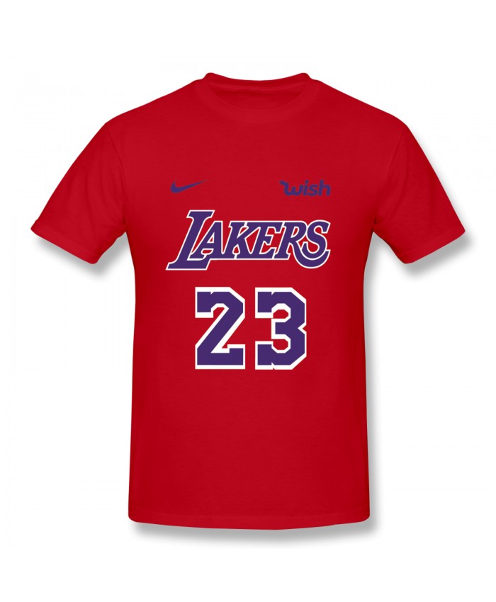Nba City Jerseys Men's Basic Short Sleeve T-Shirt LeBron Lakers 23 Red