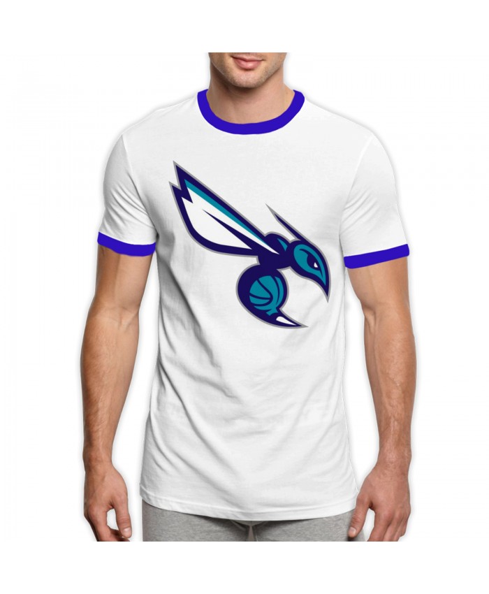 Nba Draftkings Men's Ringer T-Shirt New 'Charlotte Hornets' Logo For 2014 Season Blue