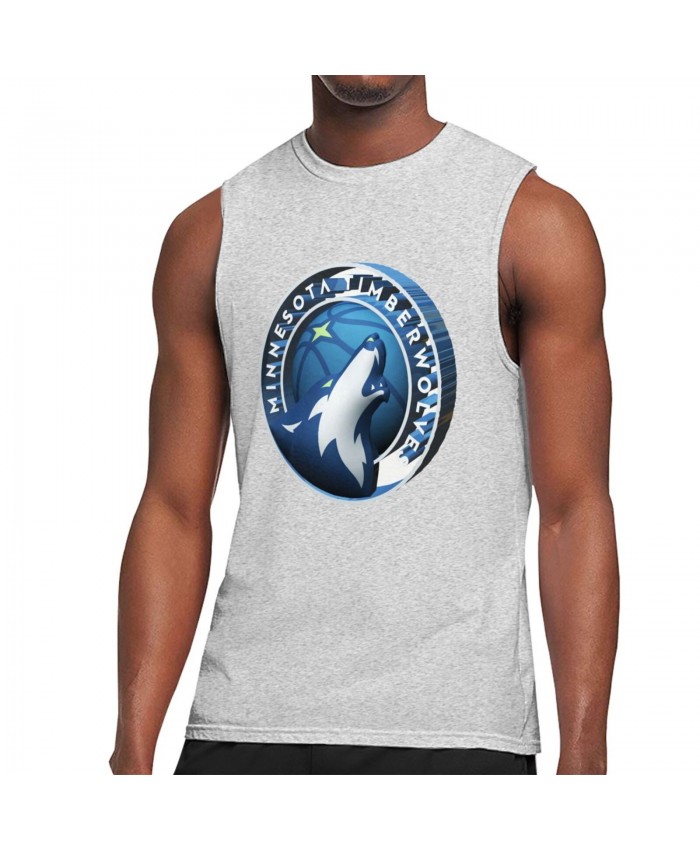 Nba Draftkings Men's Sleeveless T-Shirt Minnesota Timberwolves Logo Gray