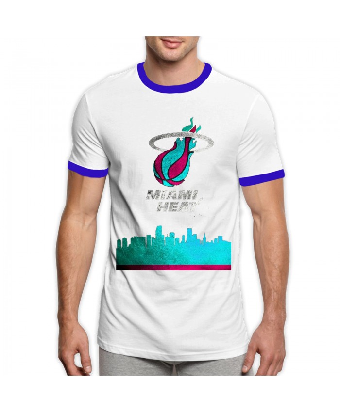 Nba Duncan Robinson Men's Ringer T-Shirt Miami Heat Vice Skyline - Miami Heat, Miami Heat Basketball, Nba Miami Heat Blue