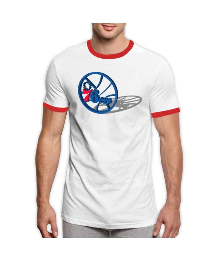 Nba Finals 2020 Men's Ringer T-Shirt Philadelphia 76ers Logo 3D Red