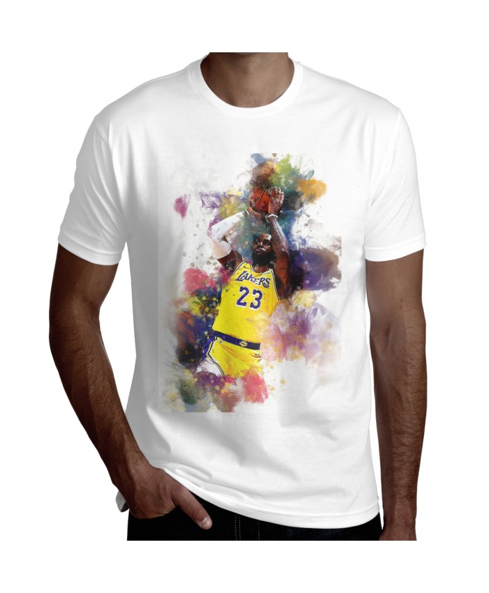 Nba Live 19 Men's Short Sleeve T-Shirt Lebron James LA Lakers Nba Player White