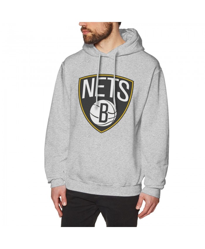 Nba Logos Men's Hoodie Sweatshirt Brooklyn Nets BKN Gray