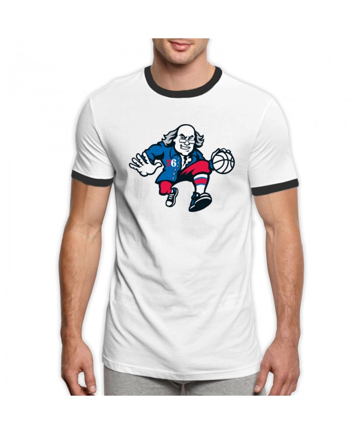 Nba Magic Jersey Men's Ringer T-Shirt Philadelphia 76ers Logo Black