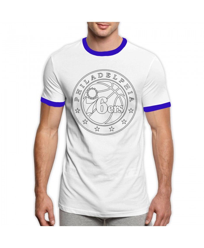 Nba Mock Draft 2020 Men's Ringer T-Shirt Philadelphia 76ers Logo Blue