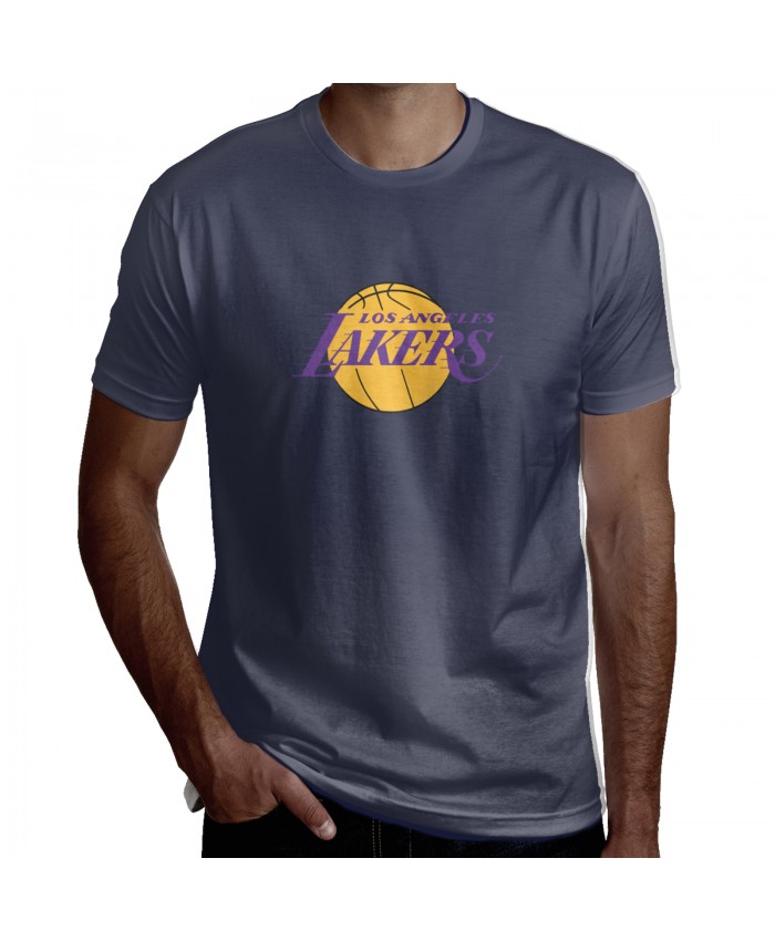 Nba Player Stats Men's Short Sleeve T-Shirt LeBron's Lakers Navy