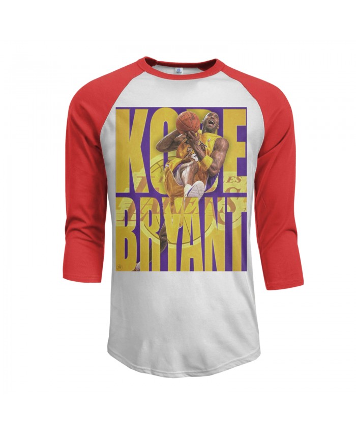 Nba Players Men's Raglan Sleeves Baseball T-Shirts Kobe Bryant 24 Red