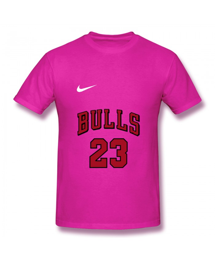 Nba Playoffs 2019 Men's Basic Short Sleeve T-Shirt Bulls 23 Fuchusia