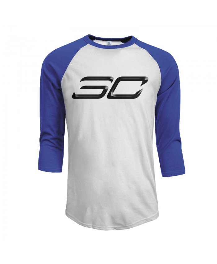 Nba Preseason 2020 Men's Raglan Sleeves Baseball T-Shirts Stephen Curry Logo 3D Blue