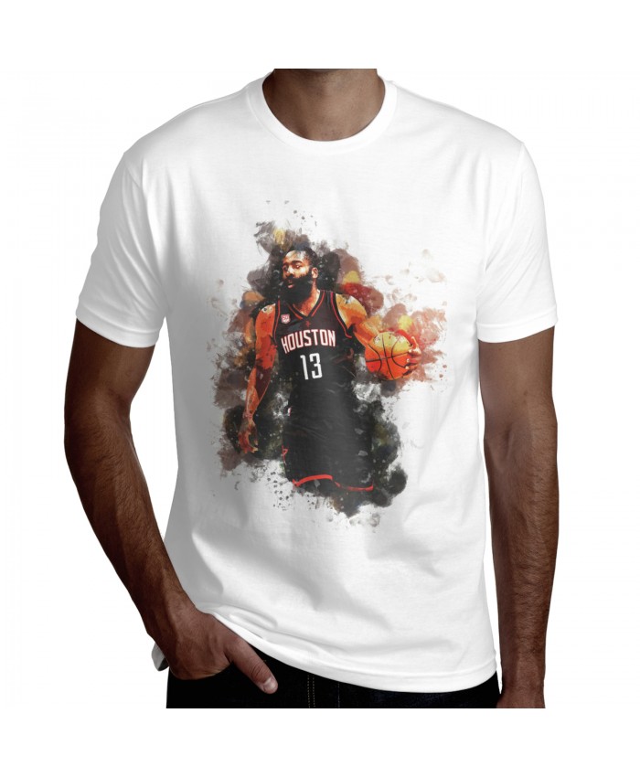 Nba Scoreboard Men's Short Sleeve T-Shirt James Harden Houston Rockets NBA Player White