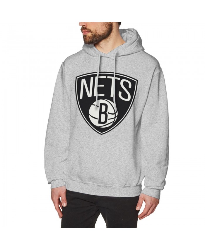 Nets Kevin Garnett Men's Hoodie Sweatshirt Brooklyn Nets BKN Gray