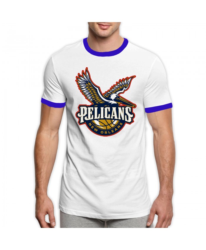 New Orleans Old Basketball Team Men's Ringer T-Shirt New Orleans Pelicans Blue