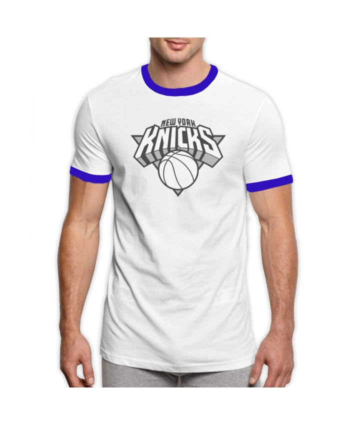 Nhl News Men's Ringer T-Shirt New York Knicks NYN Blue