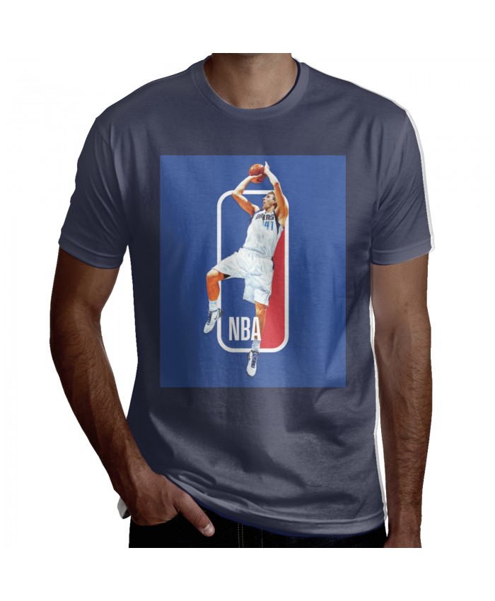 North Dakota State Basketball Men's Short Sleeve T-Shirt Dirk Nowitzki Navy
