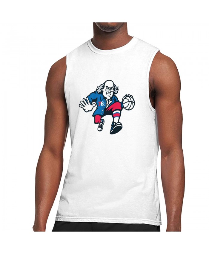 Orlando Magic Nets Men's Sleeveless T-Shirt Philadelphia 76ers Logo White