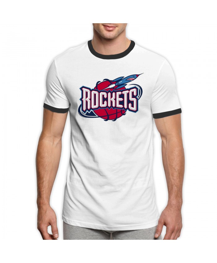 Paul George To Rockets Men's Ringer T-Shirt Rockets Logo, NBA, Basketball Black