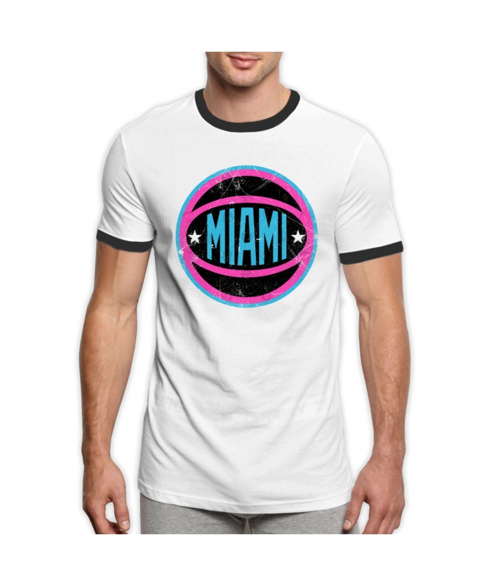 Pba Teams Men's Ringer T-Shirt Miami Heat MIA Black