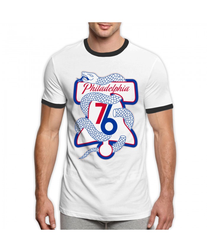 Philadelphia 76Ers 2018 Men's Ringer T-Shirt Philadelphia 76ers PHI Black