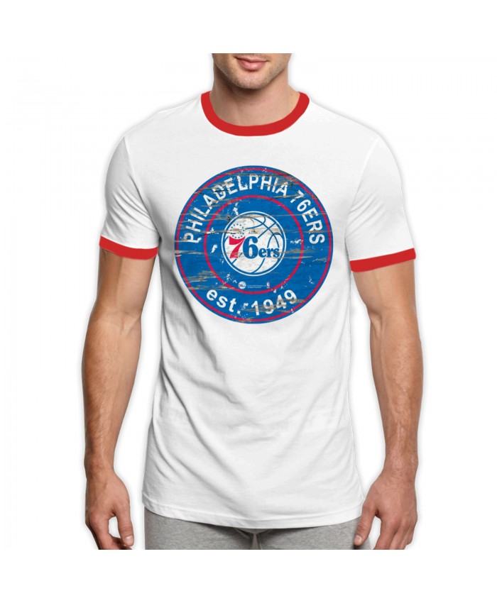 Philadelphia Sixers New Jersey Men's Ringer T-Shirt Philadelphia 76ers PHI Red