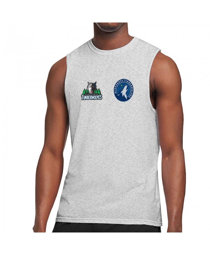 Pitino Men's Sleeveless T-Shirt Minnesota Timberwolves Logo Before After Gray