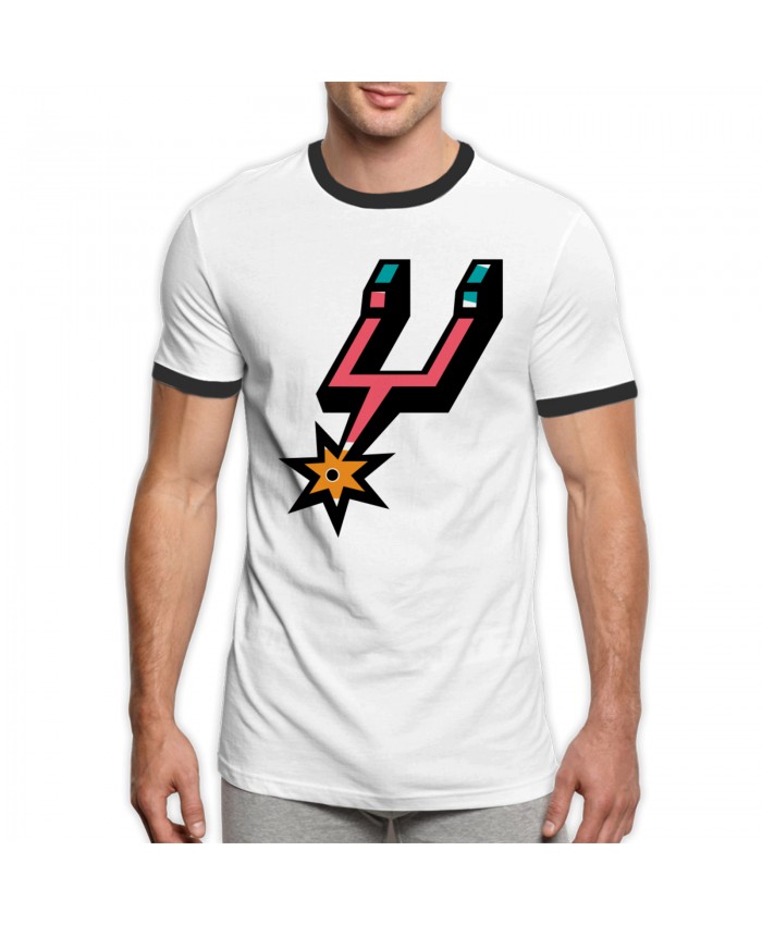 San Antonio Spurs 2015 Men's Ringer T-Shirt San Antonio Spurs Logo Black